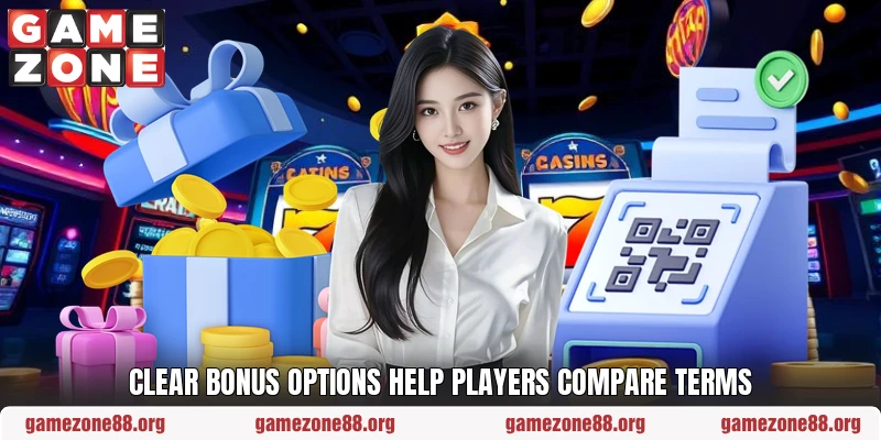 Clear bonus options help players compare terms