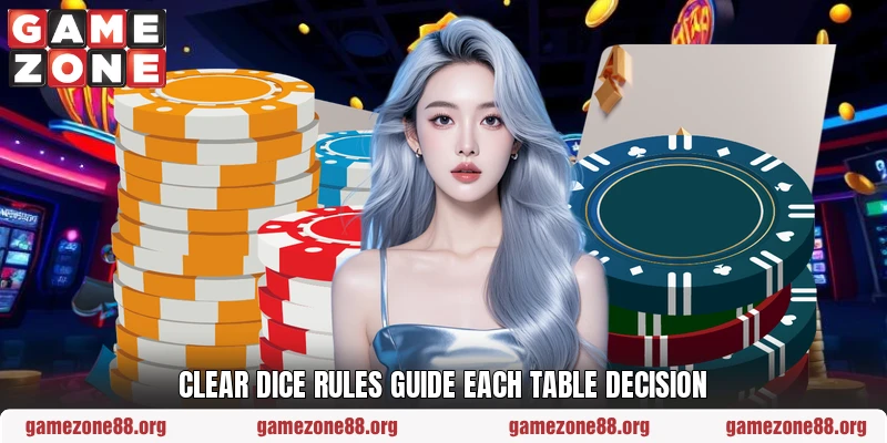 Clear dice rules guide each table decision