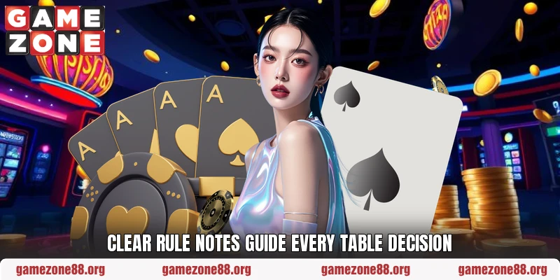 Clear rule notes guide every table decision