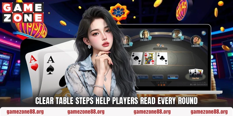 Clear table steps help players read every round