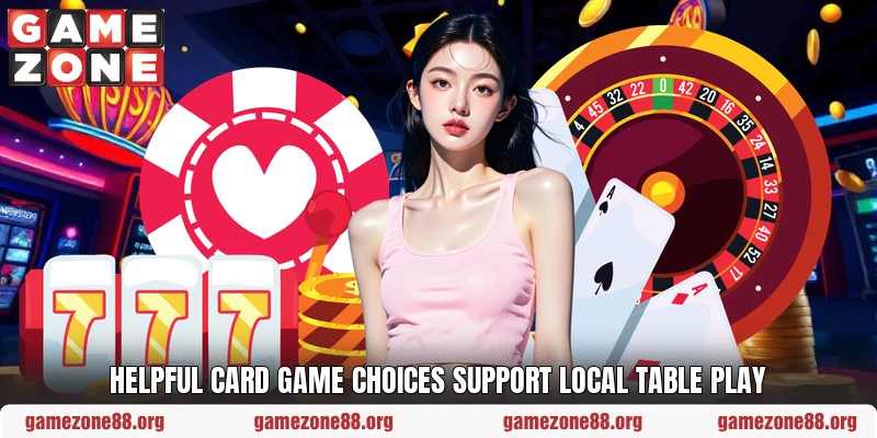 Helpful card game choices support local table play
