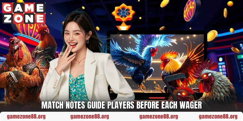 Match notes guide players before each wager