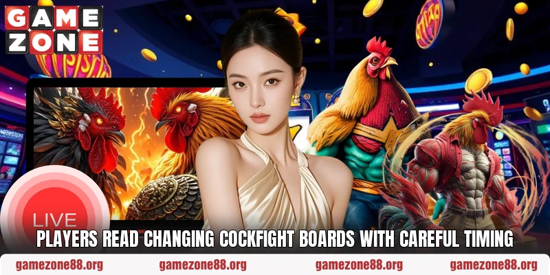 Players read changing cockfight boards with careful timing Players read changing cockfight boards with careful timing