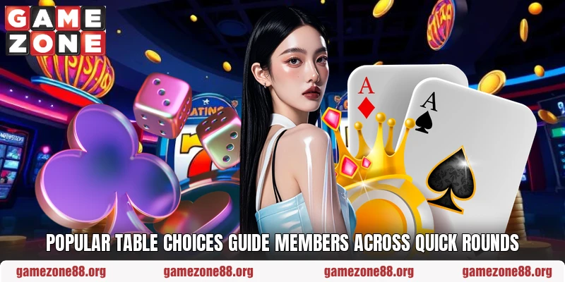 Popular table choices guide members across quick rounds
