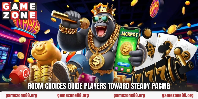 Room choices guide players toward steady pacing Room choices guide players toward steady pacing