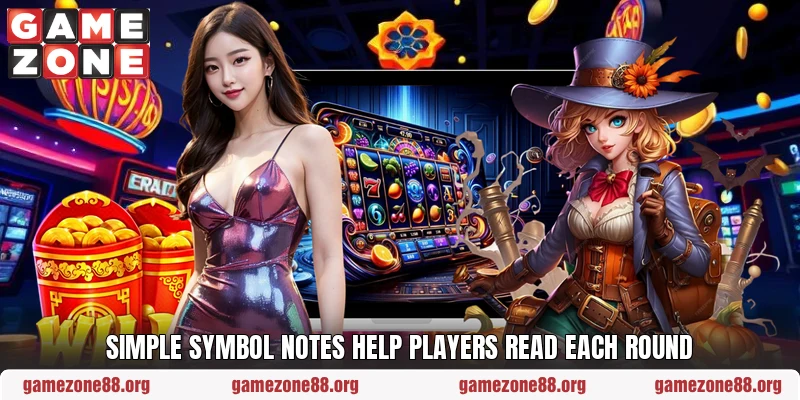 Simple symbol notes help players read each round